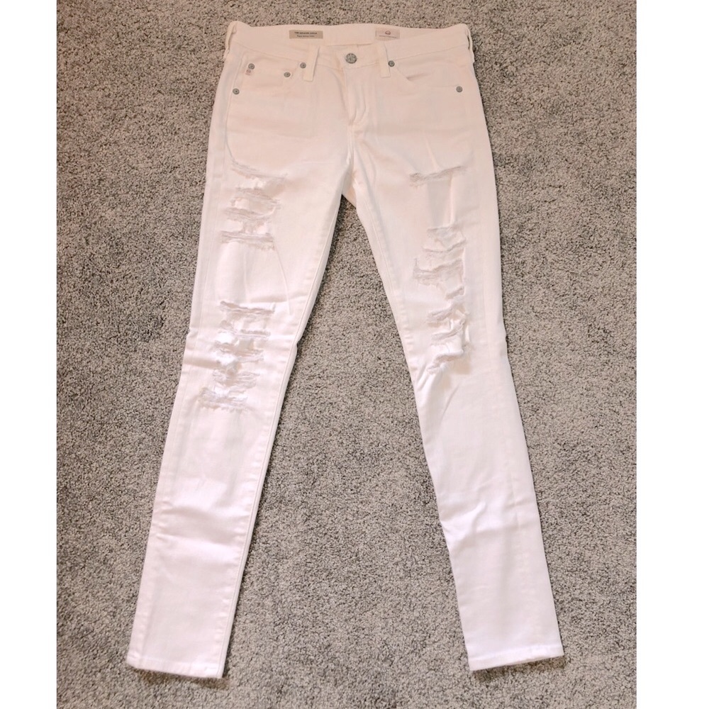 AG WHITE distressed skinny’s
